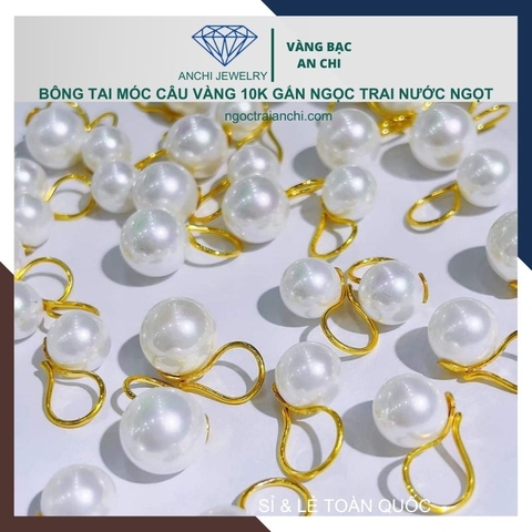 Bông tai ngọc trai móc câu vàng tây 10k mã TL16TT89