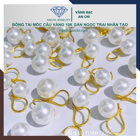 Bông tai ngọc trai móc câu vàng tây 10k mã TL16TT89