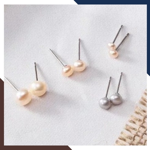 Bông tai ngọc trai nụ bạc nhỏ 3mm cho nữ đẹp mã K20TD34