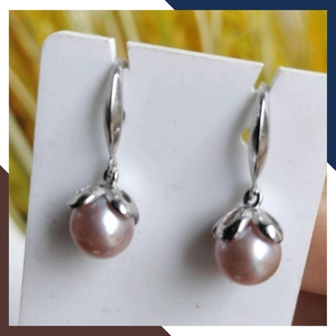 Bông tai ngọc trai thật dáng móc câu, mẫu bông tai ngọc trai mới đẹp sang trọng cho nữ mã K66TT78