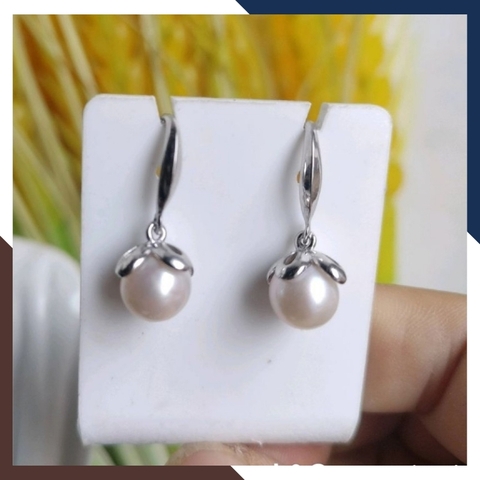 Bông tai ngọc trai thật dáng móc câu, mẫu bông tai ngọc trai mới đẹp sang trọng cho nữ mã K66TT78