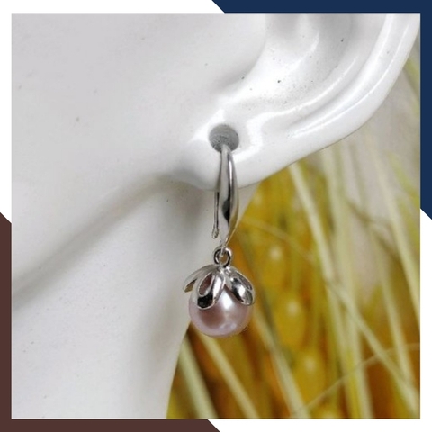 Bông tai ngọc trai thật dáng móc câu, mẫu bông tai ngọc trai mới đẹp sang trọng cho nữ mã K66TT78