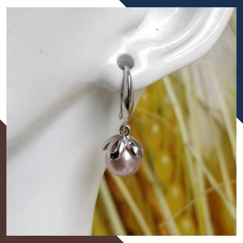 Bông tai ngọc trai thật dáng móc câu, mẫu bông tai ngọc trai mới đẹp sang trọng cho nữ mã K66TT78