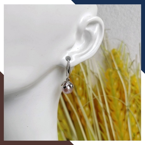 Bông tai ngọc trai thật dáng móc câu, mẫu bông tai ngọc trai mới đẹp sang trọng cho nữ mã K66TT78