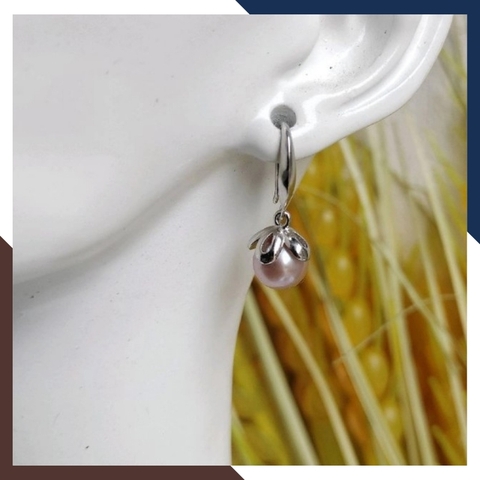 Bông tai ngọc trai thật dáng móc câu, mẫu bông tai ngọc trai mới đẹp sang trọng cho nữ mã K66TT78