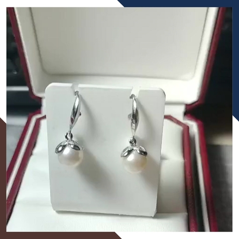 Bông tai ngọc trai thật dáng móc câu, mẫu bông tai ngọc trai mới đẹp sang trọng cho nữ mã K66TT78
