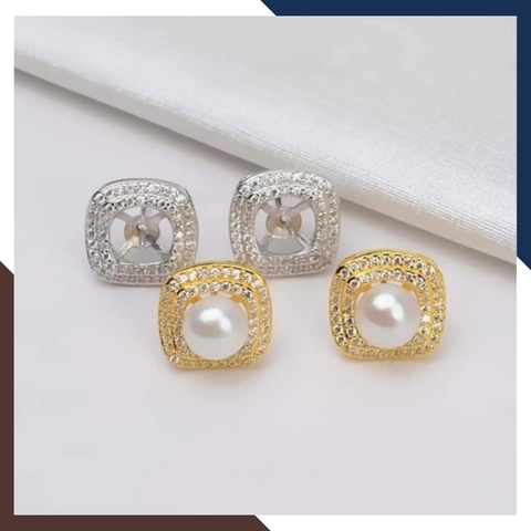 Bông Tai Ngọc Trai Thật Dáng Nụ Bạc Đẹp BTNT122