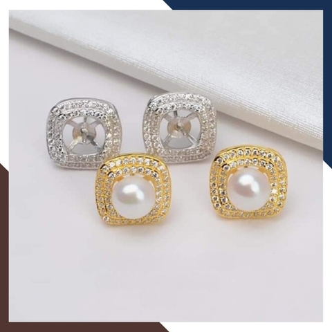 Bông Tai Ngọc Trai Thật Dáng Nụ Bạc Đẹp BTNT122