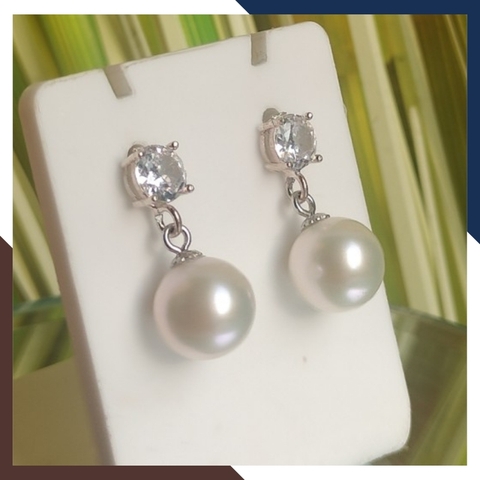 Bông tai ngọc trai thật, mẫu bông tai ngọc trai tòn ten mới đẹp sang trọng cho nữ mã K60TT78