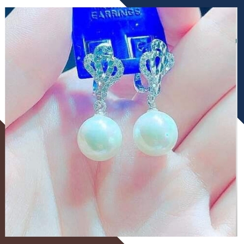 Bông tai ngọc trai thật dáng tòn ten, khuyên tai bạc đính ngọc trai đẹp sang trọng cho nữ mã K70TT78