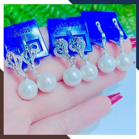 Bông tai ngọc trai thật dáng tòn ten, khuyên tai bạc đính ngọc trai đẹp sang trọng cho nữ mã K70TT78