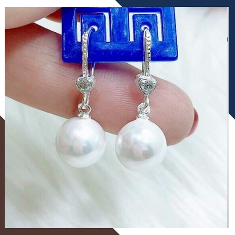 Bông tai ngọc trai thật đẹp cho nữ, hoa tai móc câu bạc đính ngọc trai sang trọng mã K33TT78