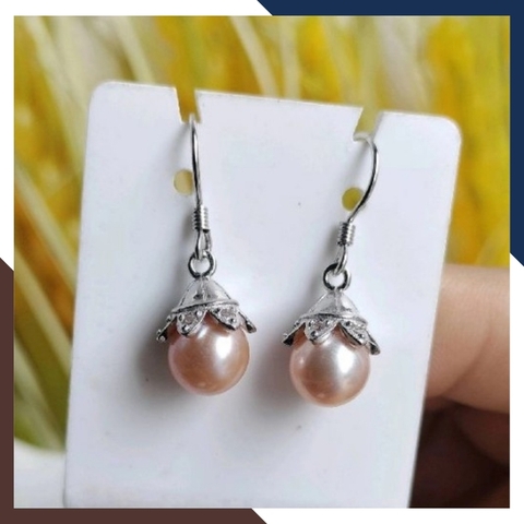 Bông tai ngọc trai móc câu tòn ten, mẫu hoa tai ngọc trai thật đẹp sang trọng cho nữ mã K90TT78