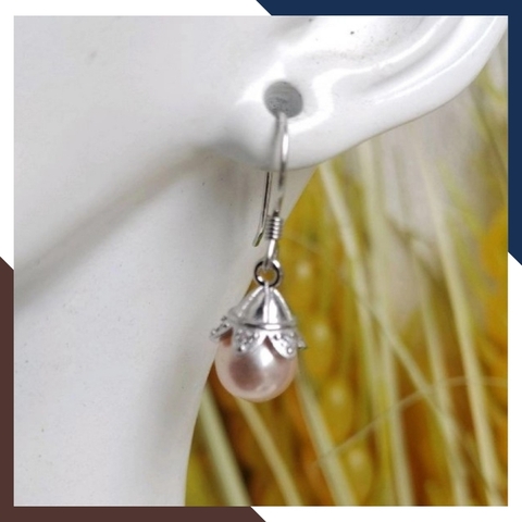 Bông tai ngọc trai móc câu tòn ten, mẫu hoa tai ngọc trai thật đẹp sang trọng cho nữ mã K90TT78