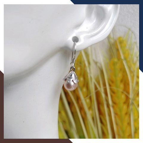 Bông tai ngọc trai móc câu tòn ten, mẫu hoa tai ngọc trai thật đẹp sang trọng cho nữ mã K90TT78