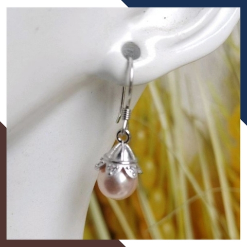 Bông tai ngọc trai móc câu tòn ten, mẫu hoa tai ngọc trai thật đẹp sang trọng cho nữ mã K90TT78