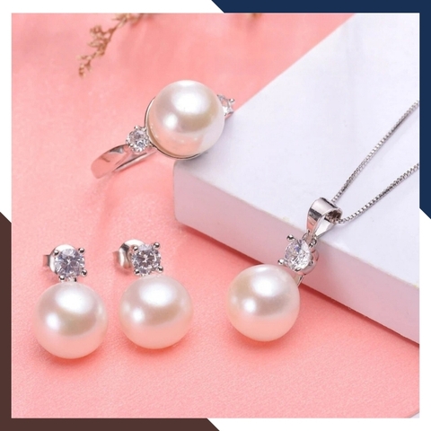 Bông Tai Ngọc Trai Thật Kiểu Nụ Bạc Đính Đá Đẹp BTNT127