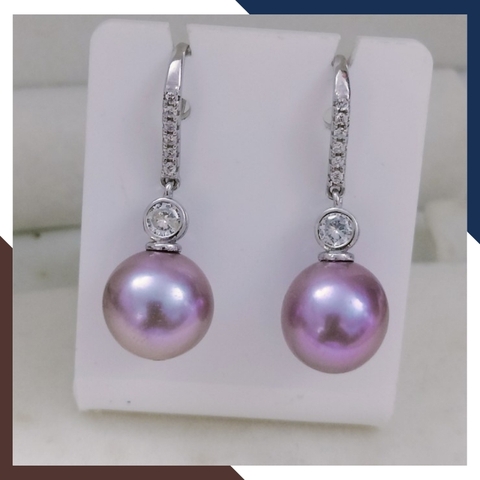 Bông Tai Ngọc Trai Thật Màu Tím Mẫu Móc Câu Dài Đẹp BTNT115