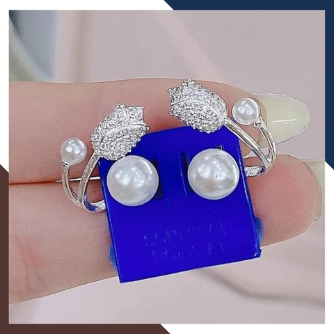 Bông tai ngọc trai thật ôm vành tai hình bông dừa đẹp cho nữ mã k75t47