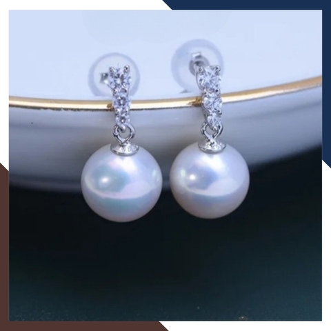 Bông Tai Ngọc Trai Tòn Ten Bạc Đẹp BTNT130 | Ngọc Trai Thật