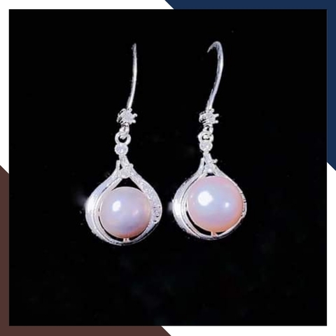 Bông tai ngọc trai tòn ten đẹp cho nữ, bông tai móc câu bạc đính ngọc trai thật sang trọng mã K45TT78