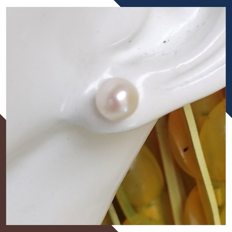 Bông tai ngọc trai vàng 18k, bông tai nụ vàng tây đính ngọc trai thật 6mm mã 190TT67