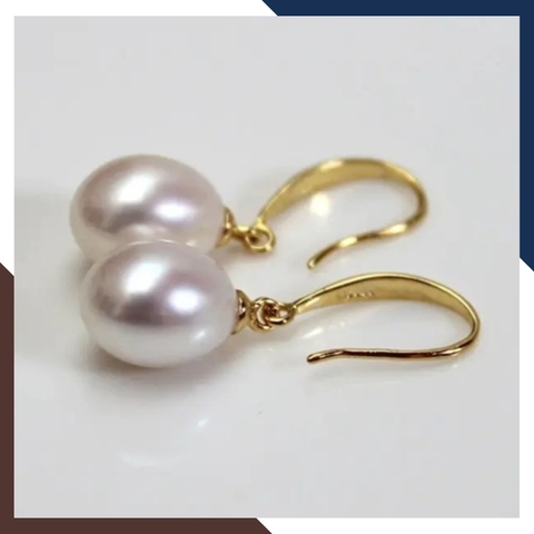 Bông tai ngọc trai vàng 18k dáng móc câu mã BTNT106