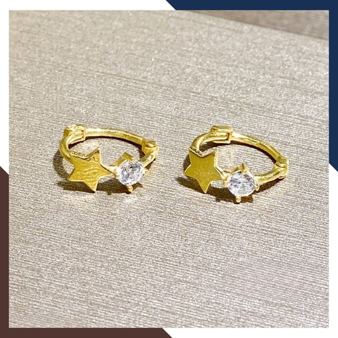 Bông tai vàng tây nữ 10k hình ngôi sao đính hột đá trắng trẻ trung TL30