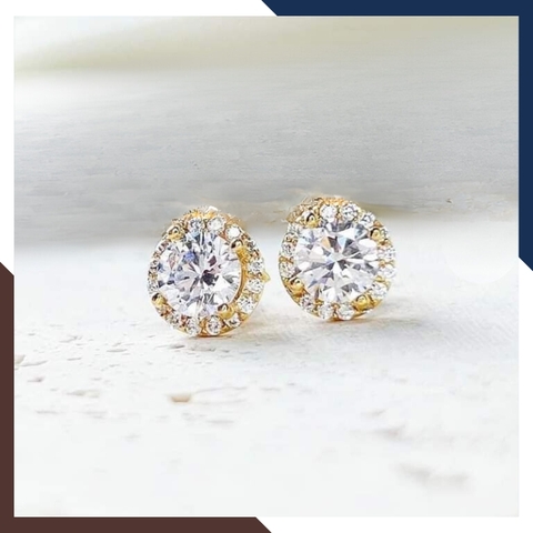 Bông Tai Nụ Đá Vàng Tây 10k Cho Nữ Đẹp BTV150