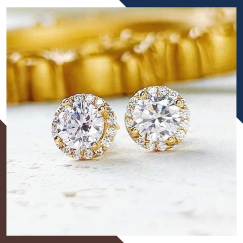 Bông Tai Nụ Đá Vàng Tây 10k Cho Nữ Đẹp BTV150