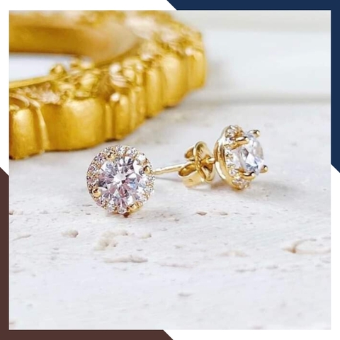 Bông Tai Nụ Đá Vàng Tây 10k Cho Nữ Đẹp BTV150