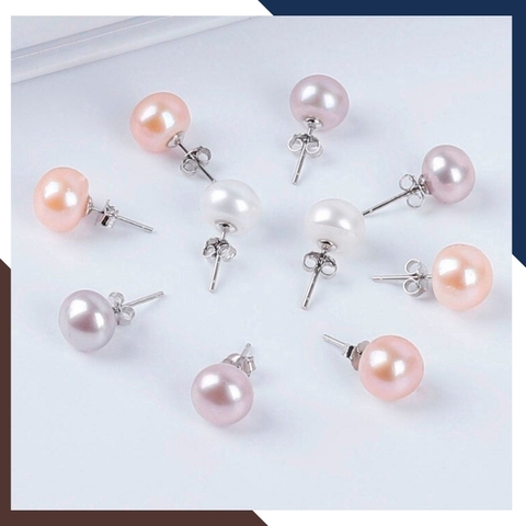 Bông tai nụ ngọc trai bạc size 5mm cho nữ đẹp mã 56AC80