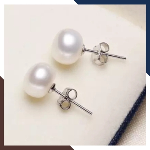 Bông tai nụ ngọc trai bạc size 6-7mm cho nữ đẹp mã 67AC85