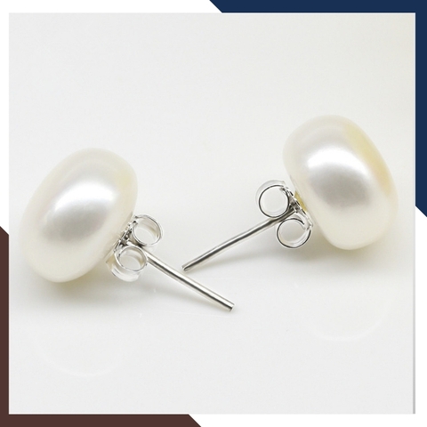 Bông tai nụ ngọc trai bạc size 9-10mm cho nữ đẹp mã 910AC110