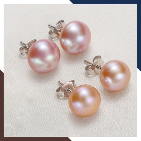 Bông tai nụ ngọc trai bạc size 9-10mm cho nữ đẹp mã 910AC110