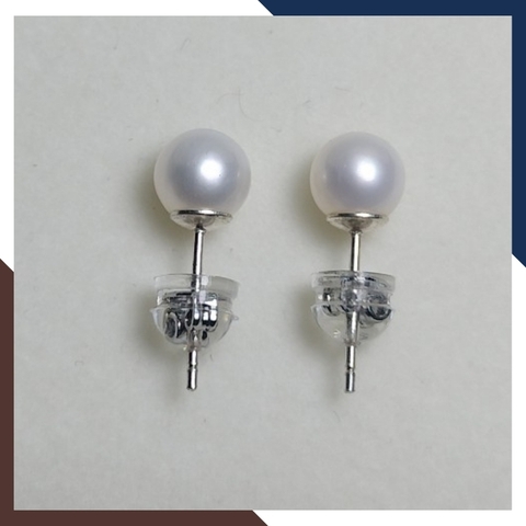 Bông tai nụ ngọc trai tròn, bông tai ngọc trai bạc thật đẹp cho nữ mã AC09TT67