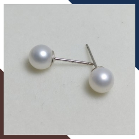 Bông tai nụ ngọc trai tròn, bông tai ngọc trai bạc thật đẹp cho nữ mã AC09TT67
