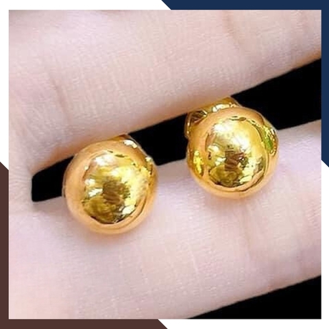 Bông tai nụ vàng tây 10k hình hoa đính cẩm thạch cho bà, cho mẹ, cho người lớn tuổi - mẫu chốt vặn mã TL516467