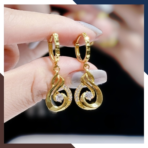 Bông tai vàng tây nữ 10k tòng teng hình nốt nhạc trẻ trung TL64