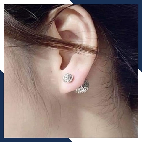 Bông tai trái châu bạc ý 925 2 đầu cho nữ đẹp Size111215
