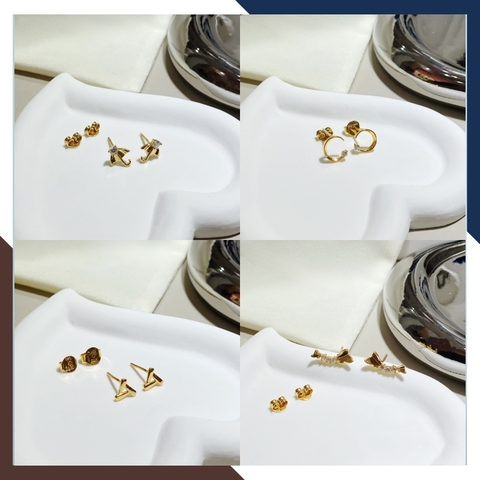 Bông tai mặt trăng khuyết vàng tây 10k đính đá nhỏ xinh cho nữ đẹp mã TL32