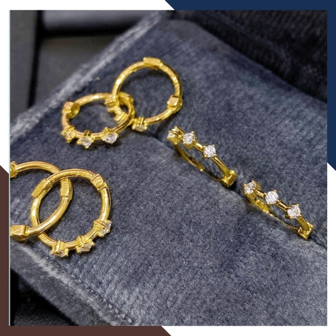 Bông tai tròn vàng tây 10k đính đá nhỏ xinh ôm sát tai cho nữ đẹp mã TL21