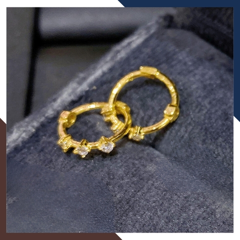 Bông tai tròn vàng tây 10k đính đá nhỏ xinh ôm sát tai cho nữ đẹp mã TL21