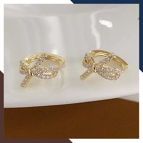 Bông tai tròn vàng tây 10k hình nơ trẻ trung mới đẹp cho nữ mã TL37