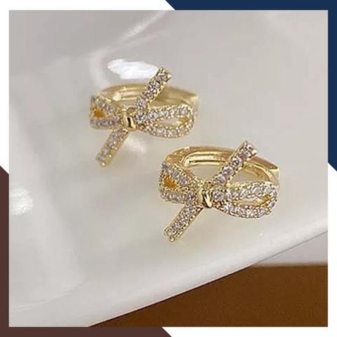 Bông tai tròn vàng tây 10k hình nơ trẻ trung mới đẹp cho nữ mã TL37