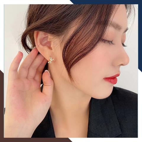 Bông tai tròn vàng tây 10k hình nơ trẻ trung mới đẹp cho nữ mã TL37