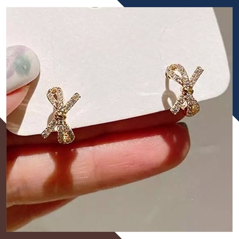 Bông tai tròn vàng tây 10k hình nơ trẻ trung mới đẹp cho nữ mã TL37