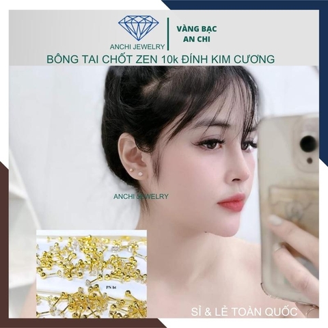 Bông tai moissanite vàng tây 10k cho nữ mã BTV09