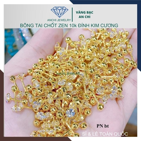 Bông tai moissanite vàng tây 10k cho nữ mã BTV09