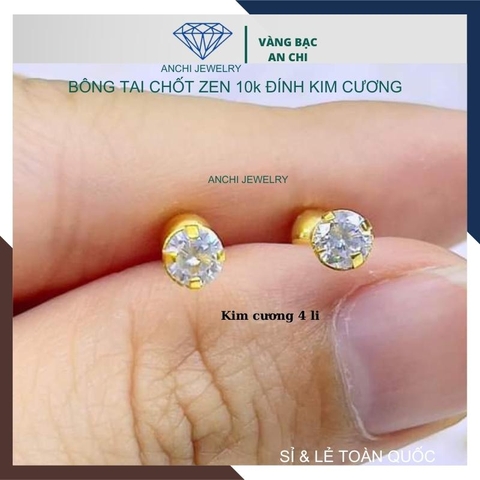 Bông tai moissanite vàng tây 10k cho nữ mã BTV09